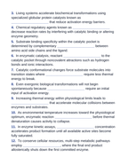 Enzymes & Biochemical Reactions Fill-in-the-Blank Vocabulary Worksheet sample page