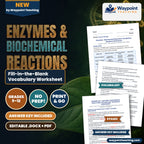 Enzymes & Biochemical Reactions Fill-in-the-Blank Vocabulary Worksheet cover
