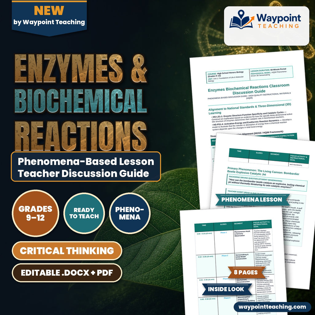 Enzymes & Biochemical Reactions Phenomena-Based Lesson: The Living Cannon: Bombardier Beetle Explosive Catalytic Jet Teacher Discussion Guide cover