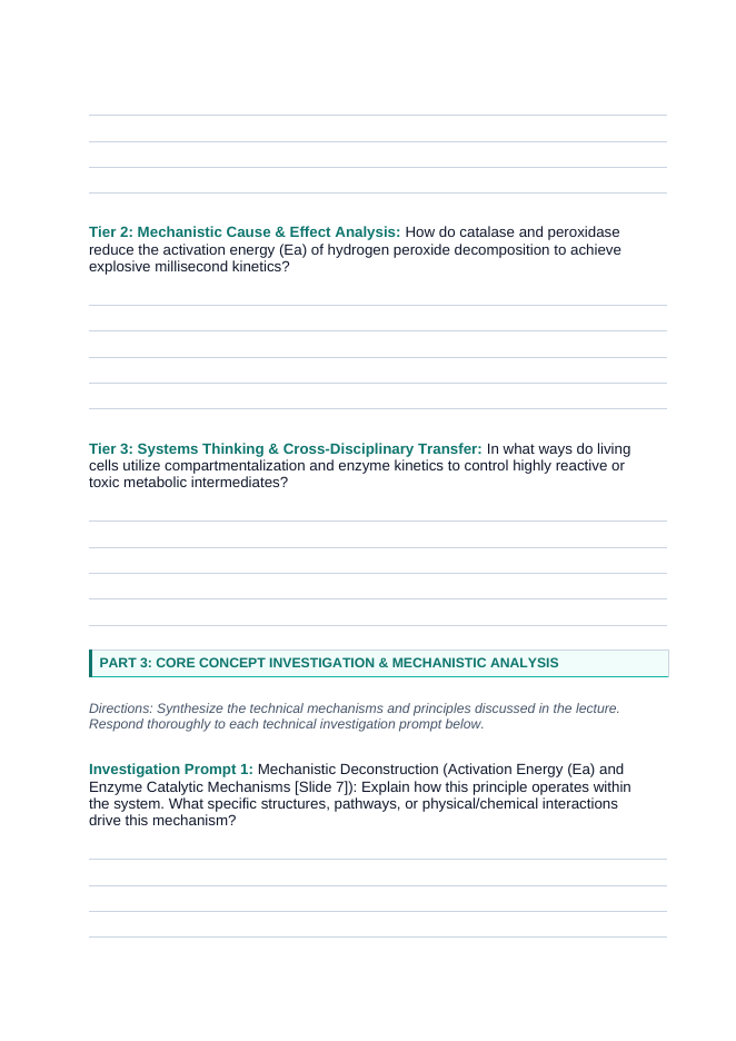 Enzymes & Biochemical Reactions Phenomena-Based Lesson: The Living Cannon: Bombardier Beetle Explosive Catalytic Jet Student Response Sheet sample page