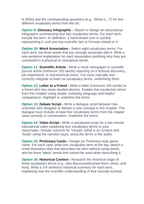 Enzymes & Biochemical Reactions Vocabulary Choice Board sample page