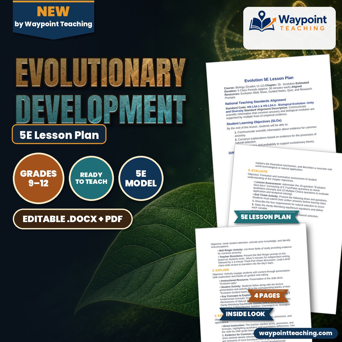 Evolutionary Development 5E Lesson Plan cover