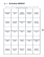 Evolutionary Development BINGO Review Game sample page