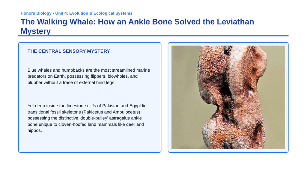 Evolutionary Development Phenomena-Based Lesson: The Walking Whale: How an Ankle Bone Solved the Leviathan Mystery Presentation sample page