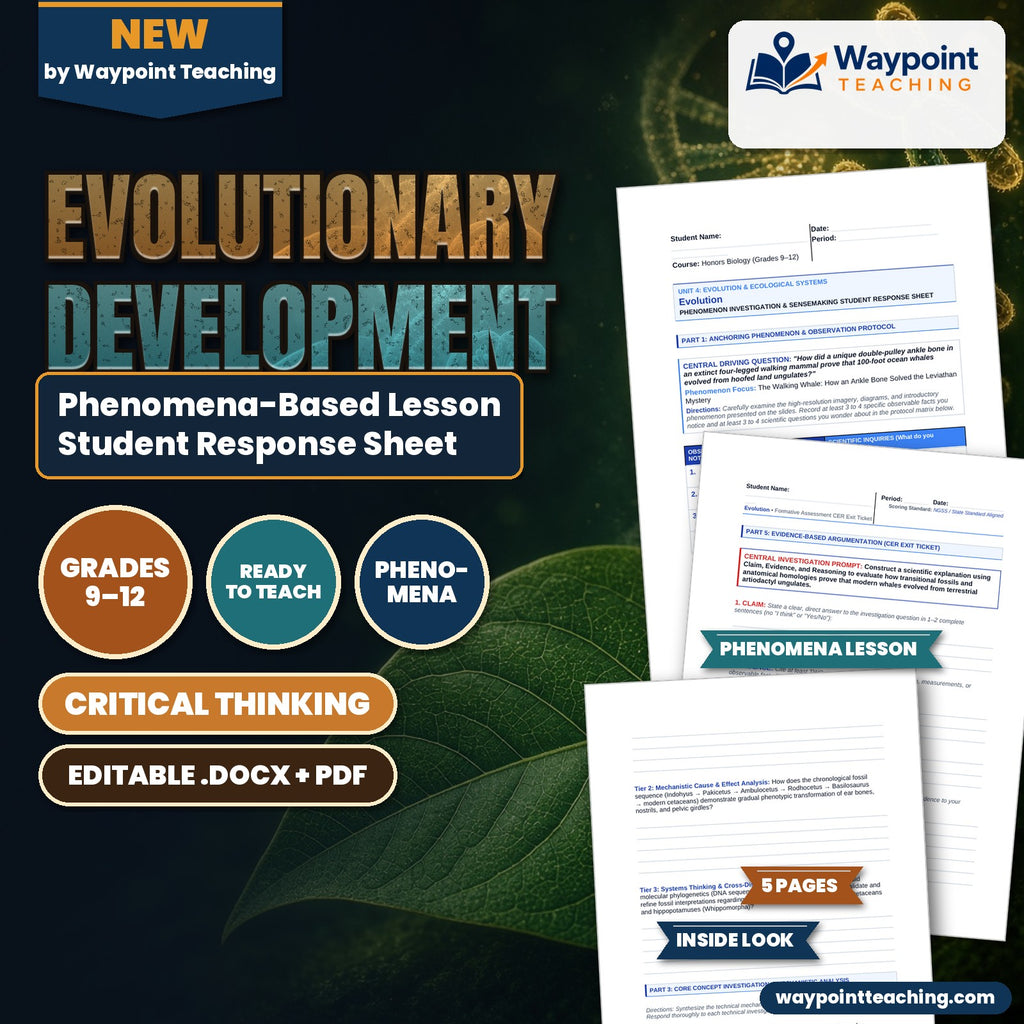 Evolutionary Development Phenomena-Based Lesson: The Walking Whale: How an Ankle Bone Solved the Leviathan Mystery Student Response Sheet cover