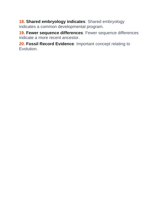 Evolutionary Development Vocabulary Words & Definitions sample page