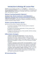 Introduction to Biology 5E Lesson Plan sample page