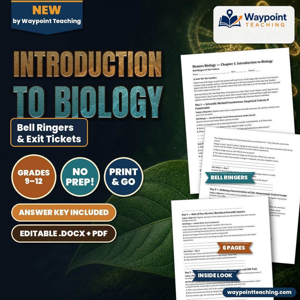 Introduction to Biology Bell Ringers & Exit Tickets cover