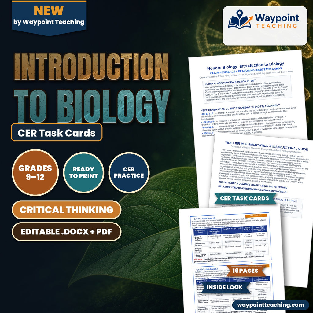 Introduction to Biology CER Task Cards cover