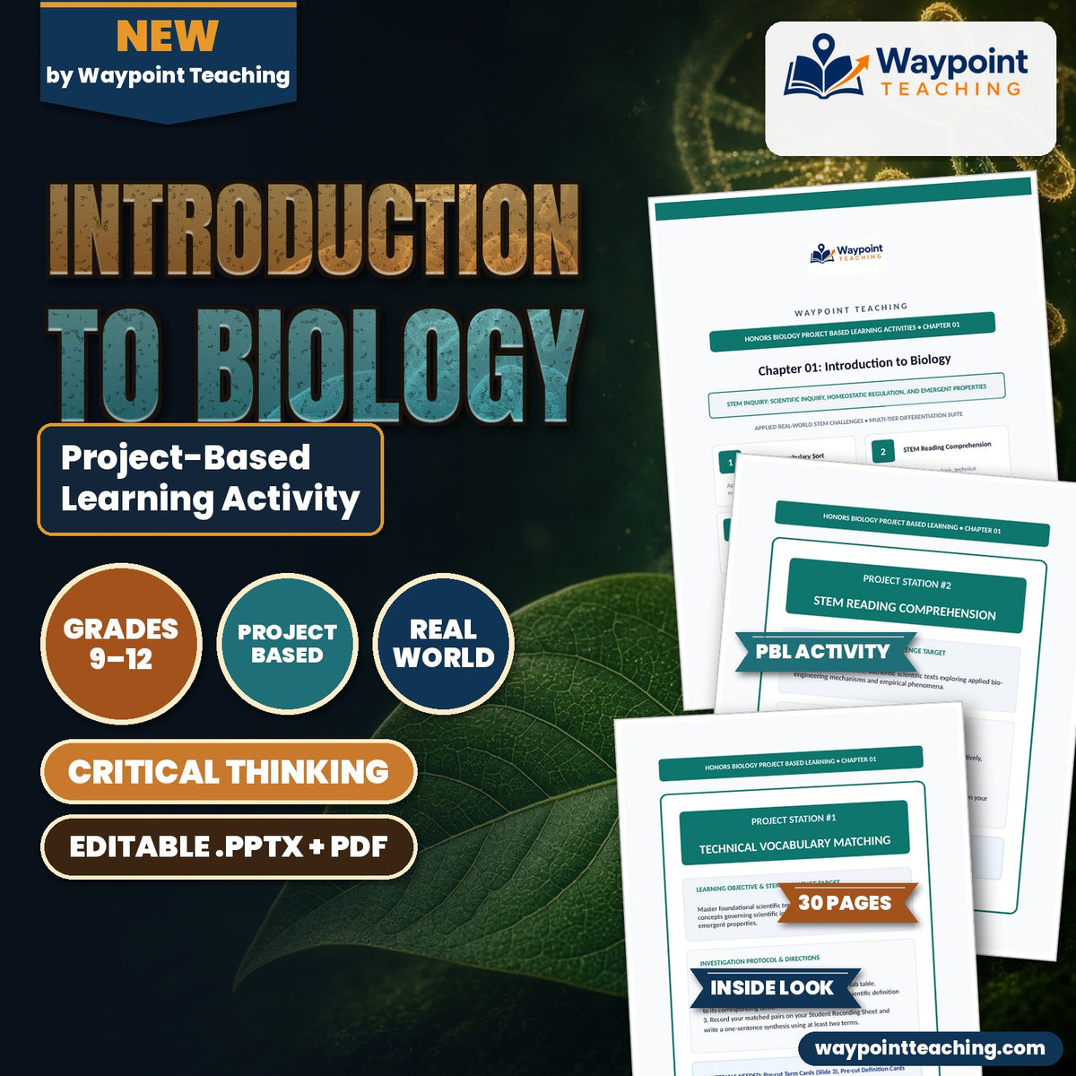 Introduction to Biology Project-Based Learning Activity cover