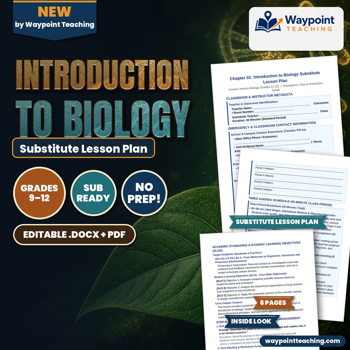 Introduction to Biology Substitute Lesson Plan cover