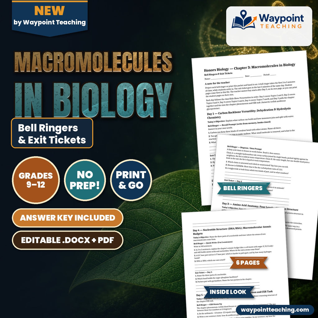 Macromolecules in Biology Bell Ringers & Exit Tickets cover