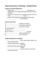 Macromolecules in Biology Guided Notes sample page