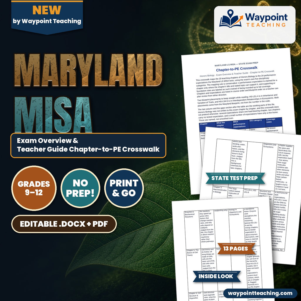 Maryland MISA Exam Overview & Teacher Guide Chapter-to-PE Crosswalk cover