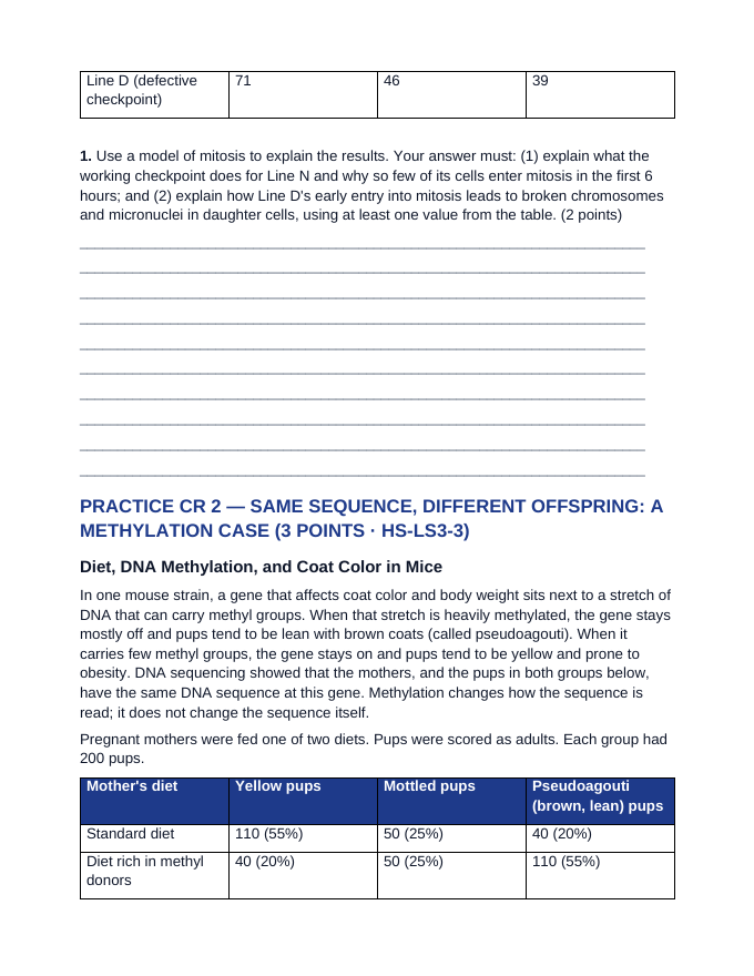 Maryland MISA Inheritance and Variation of Traits CR Practice & Scoring Guidance sample page