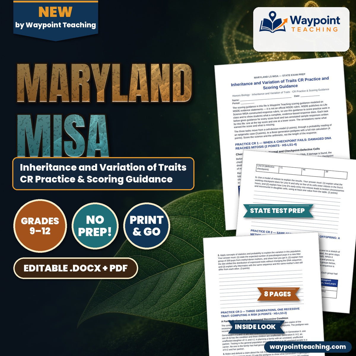 Maryland MISA Inheritance and Variation of Traits CR Practice & Scoring Guidance cover
