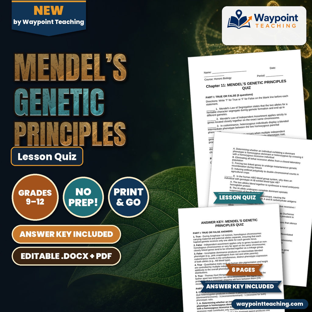 Mendel’s Genetic Principles Lesson Quiz cover