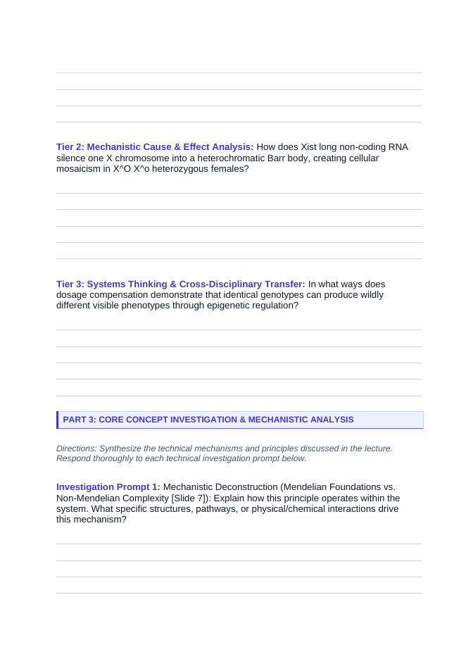 Mendel’s Genetic Principles Phenomena-Based Lesson: The Epigenetic Mosaic: Why Almost All Calico Cats Are Female Student Response Sheet sample page