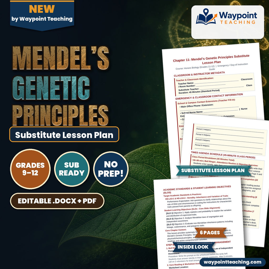Mendel’s Genetic Principles Substitute Lesson Plan cover