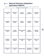 Natural Selection, Adaptation, & Speciation BINGO Review Game sample page