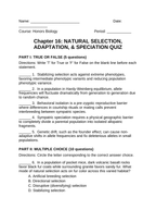 Natural Selection, Adaptation, & Speciation Lesson Quiz sample page