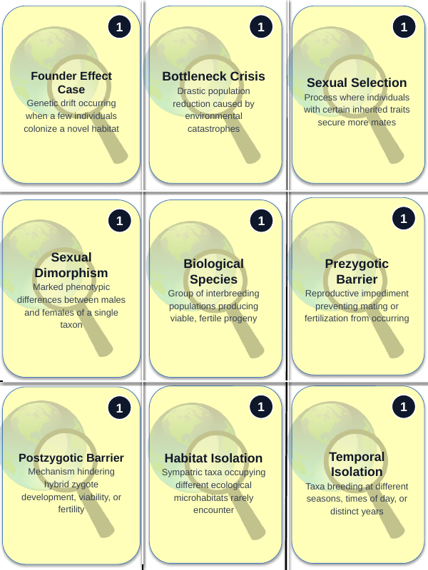 Natural Selection, Adaptation, & Speciation Trivia Board Game sample page