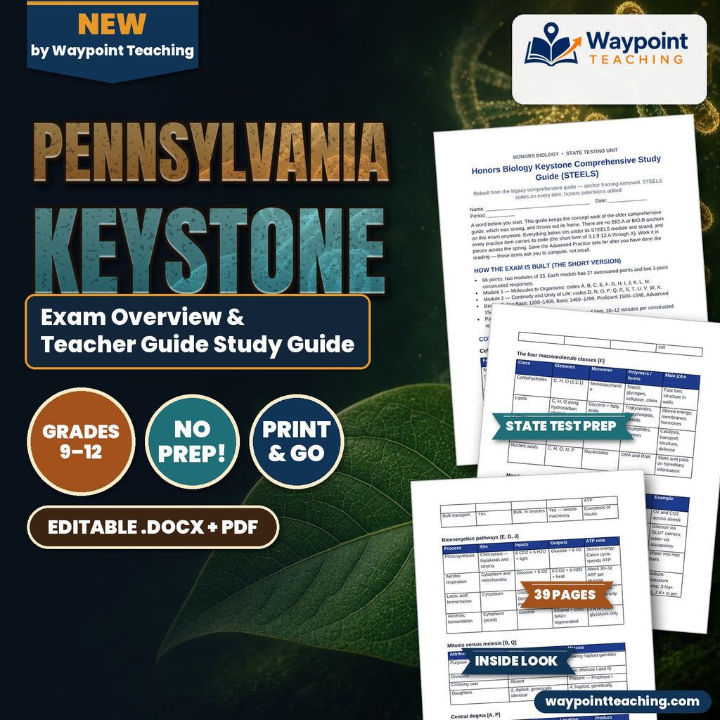 Pennsylvania Keystone Exam Overview & Teacher Guide Study Guide cover