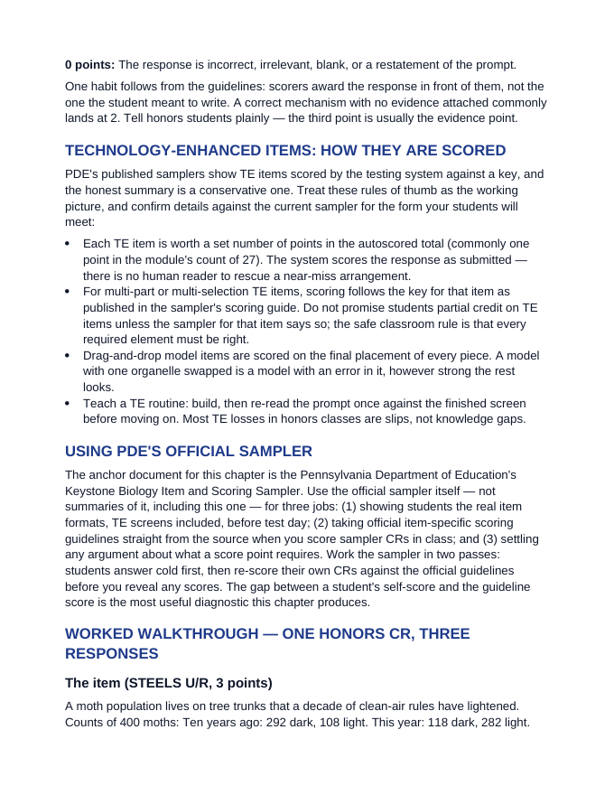 Pennsylvania Keystone Item Samplers & Scoring Guides Item Sampler & Scoring Guide sample page