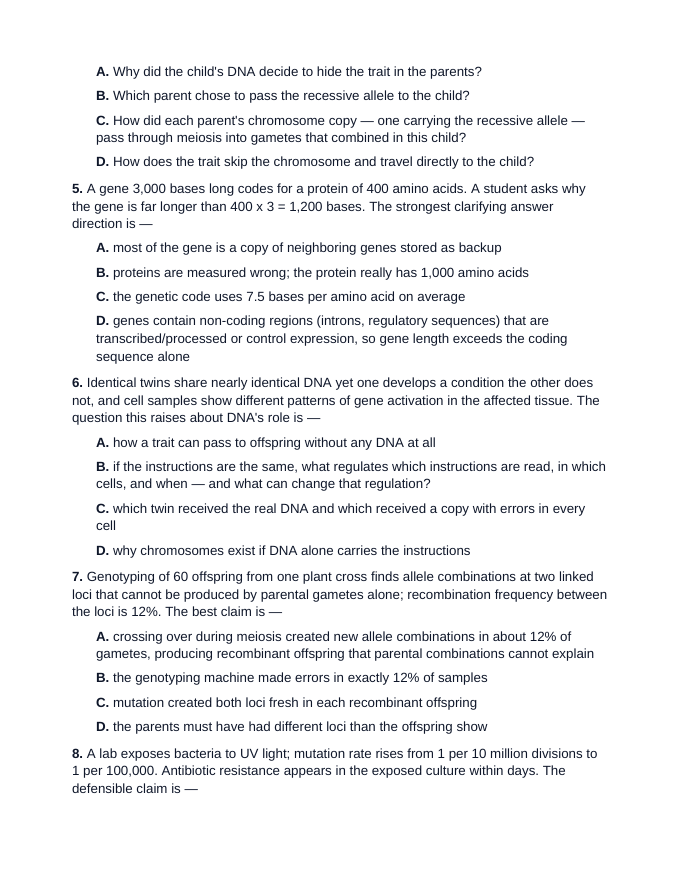 Pennsylvania Keystone Module 2: Continuity and Unity of Life Module Practice Test sample page