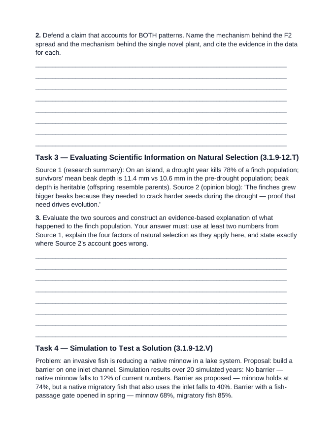 Pennsylvania Keystone Module 2: Continuity and Unity of Life Scored Exemplar Set sample page