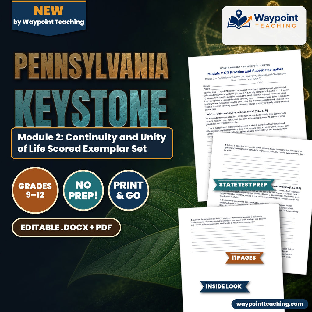 Pennsylvania Keystone Module 2: Continuity and Unity of Life Scored Exemplar Set cover