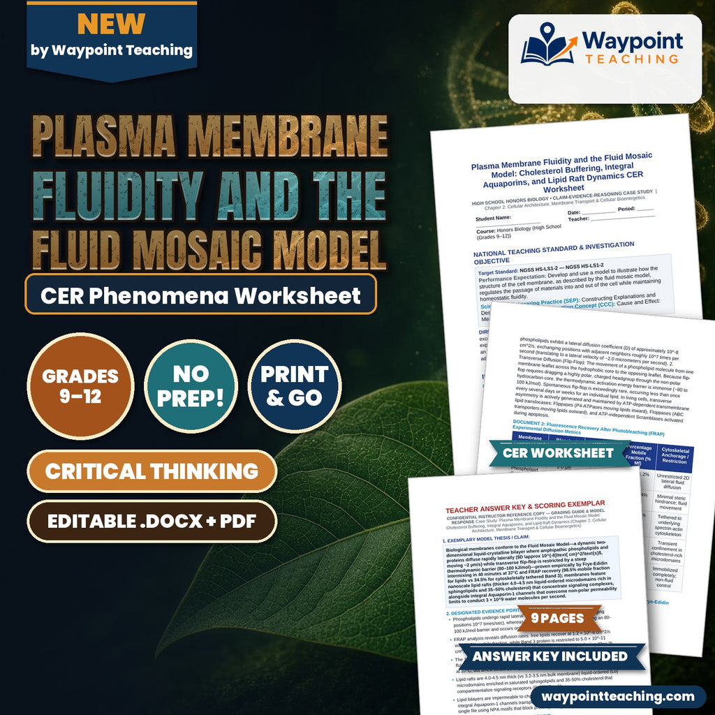 Plasma Membrane Fluidity and the Fluid Mosaic Model: Cholesterol Buffering, Integral Aquaporins, and Lipid Raft Dynamics CER Phenomena Worksheet cover