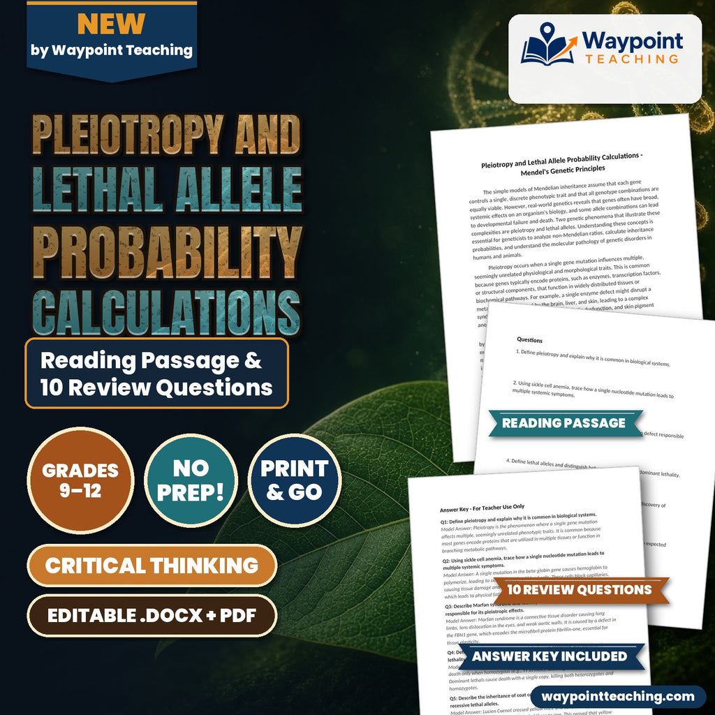 Pleiotropy and Lethal Allele Probability Calculations Reading Worksheet cover
