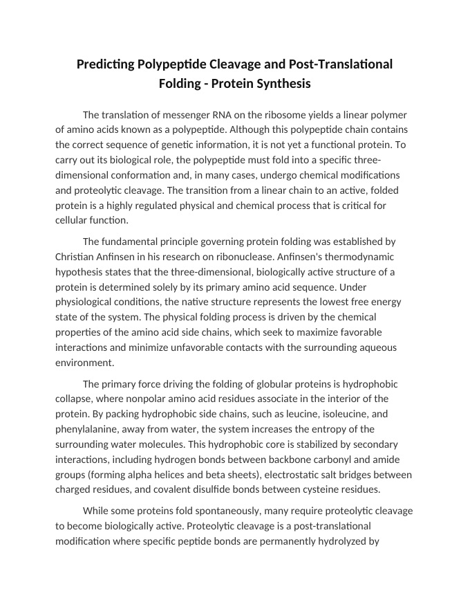 Predicting Polypeptide Cleavage and Post-Translational Folding Reading Worksheet sample page