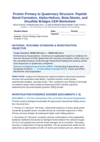 Protein Primary to Quaternary Structure: Peptide Bond Formation, Alpha-Helices, Beta-Sheets, and Disulfide Bridges CER Phenomena Worksheet sample page