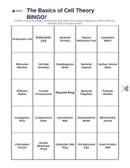 The Basics of Cell Theory BINGO Review Game sample page