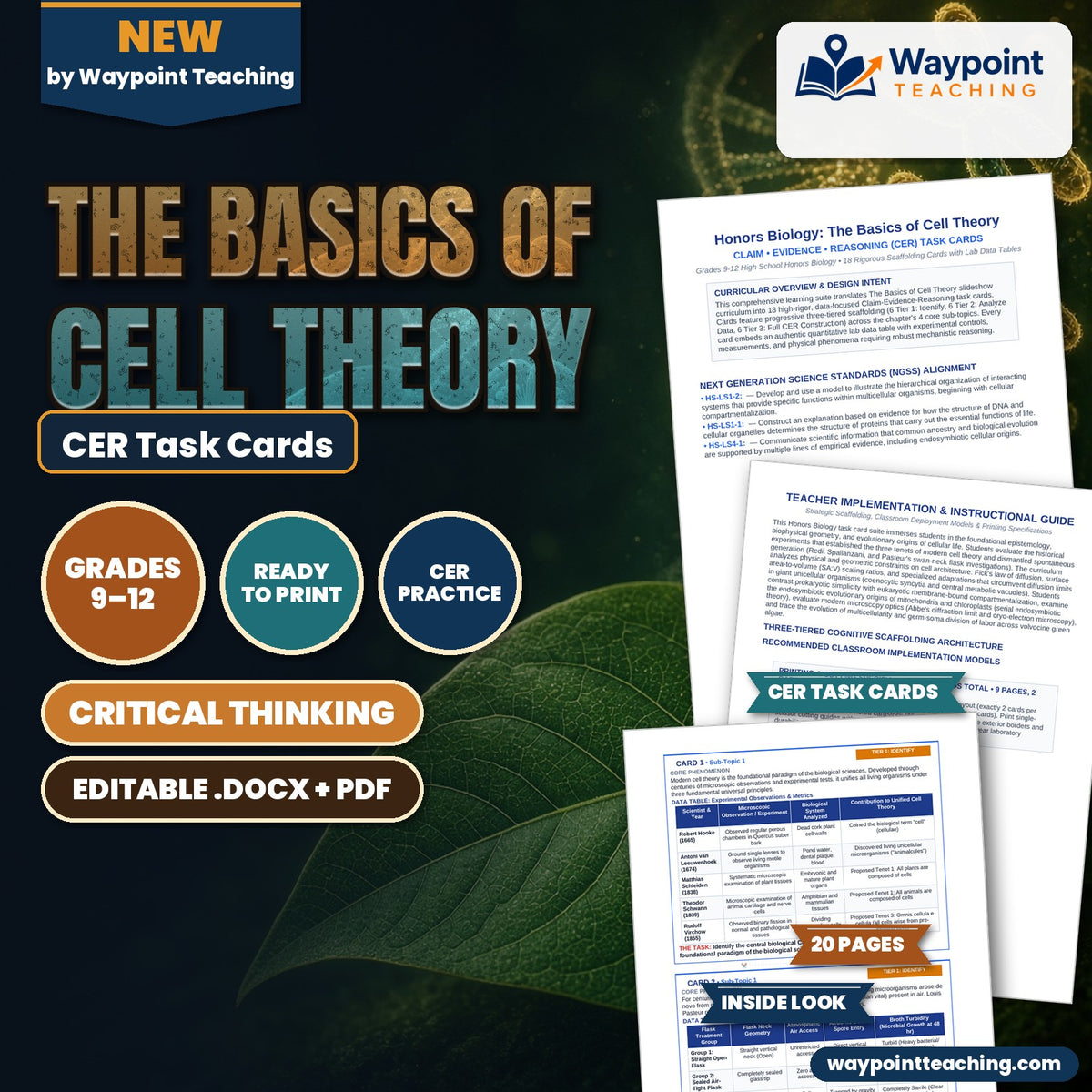 The Basics of Cell Theory CER Task Cards cover