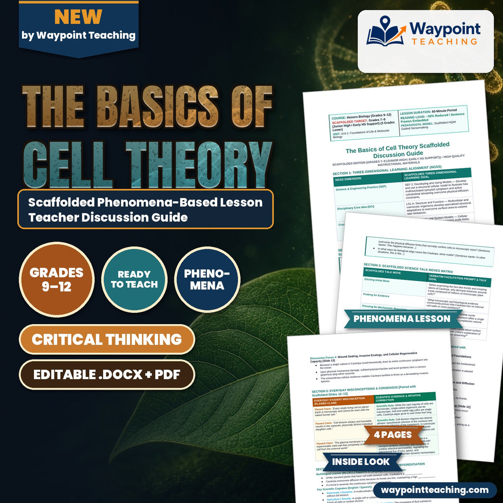 The Basics of Cell Theory Scaffolded Phenomena-Based Lesson: The Meter-Long Single Cell: Caulerpa's Giant Coenocytic Architecture Teacher Discussion Guide cover