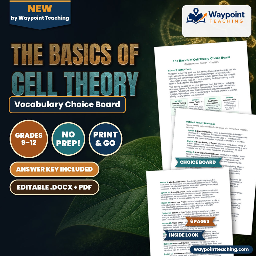 The Basics of Cell Theory Vocabulary Choice Board cover