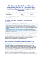 The Eukaryotic Cell Cycle and Molecular Checkpoints: Cyclin-CDK Oscillations, p53 Gatekeeper Dynamics, and Apoptosis CER Phenomena Worksheet sample page