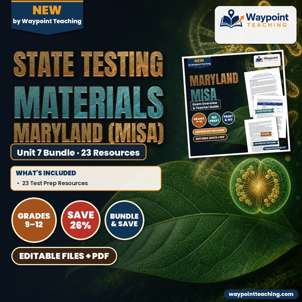 Honors Biology Unit 7: State Testing Materials — Maryland (MISA) Bundle cover