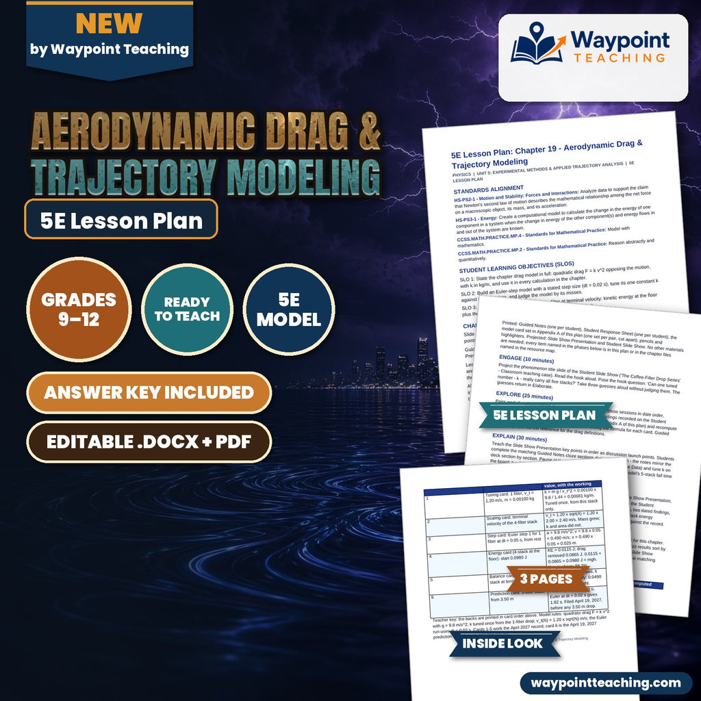 Aerodynamic Drag & Trajectory Modeling 5E Lesson Plan cover