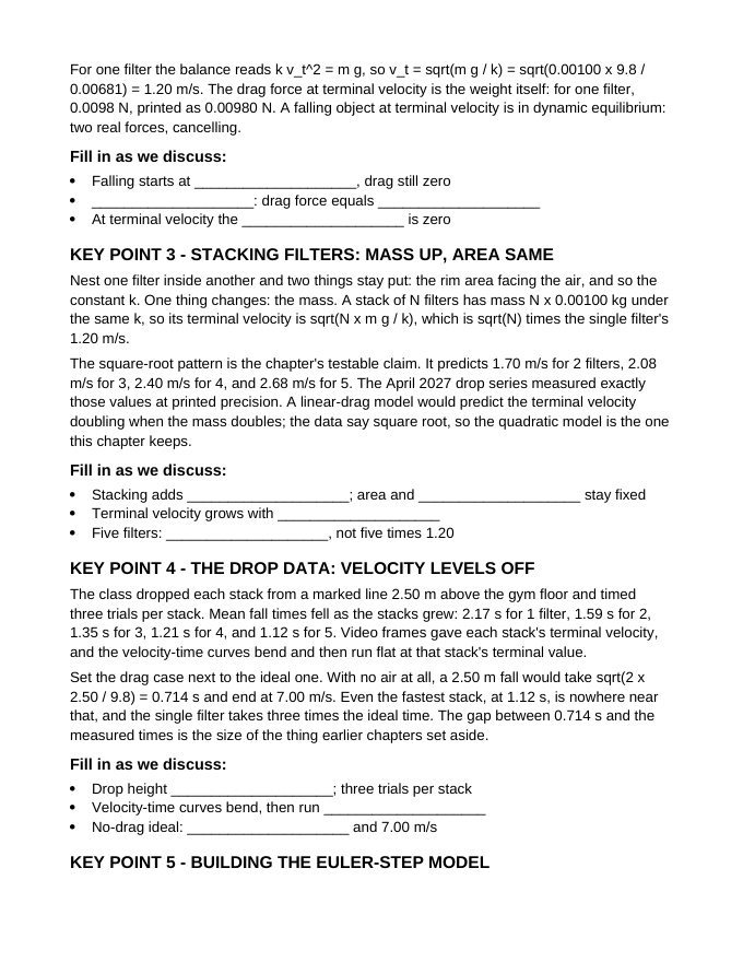 Aerodynamic Drag & Trajectory Modeling Guided Notes sample page