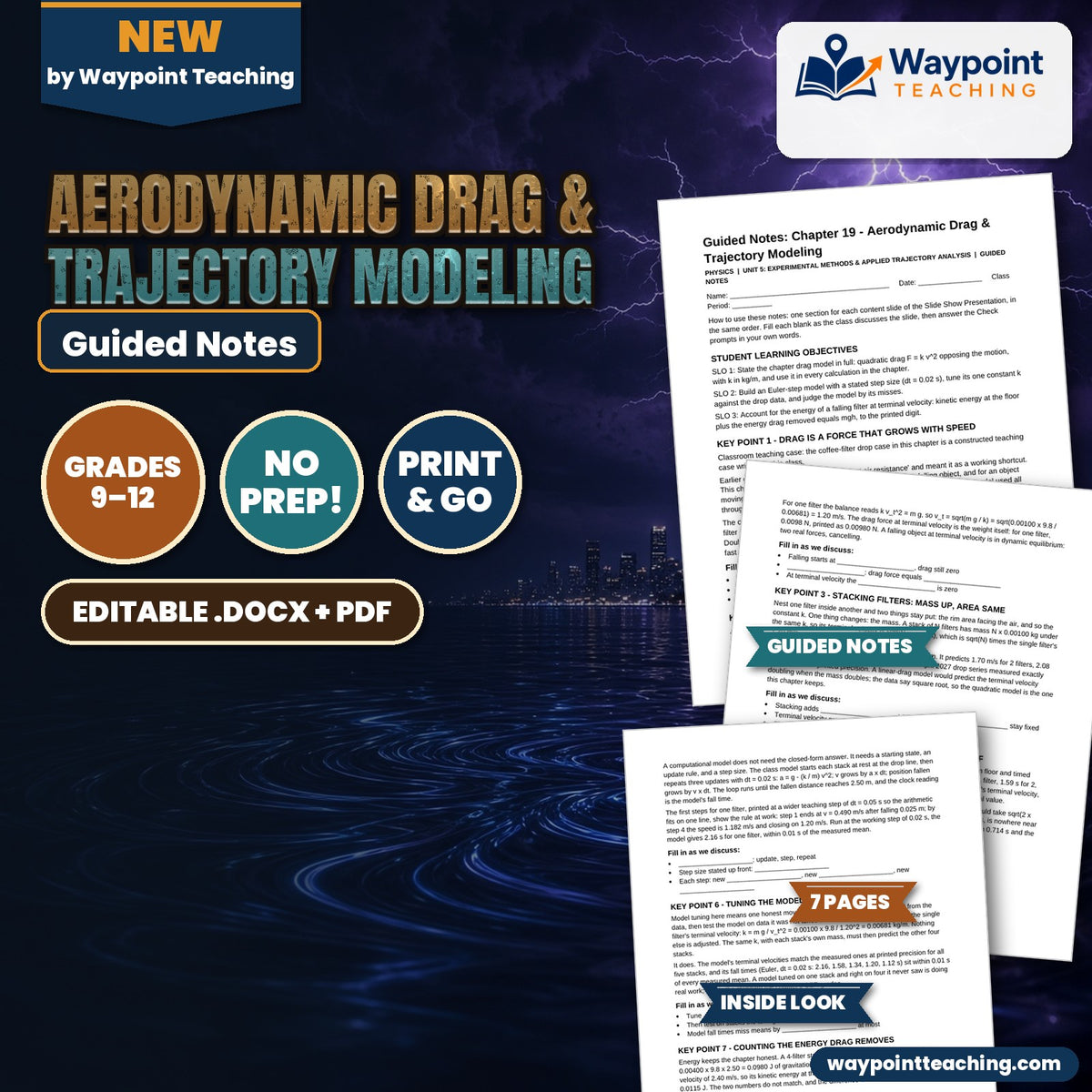 Aerodynamic Drag & Trajectory Modeling Guided Notes cover