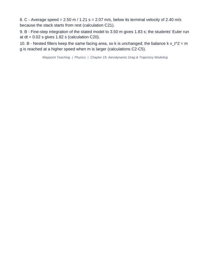 Aerodynamic Drag & Trajectory Modeling Lesson Quiz sample page