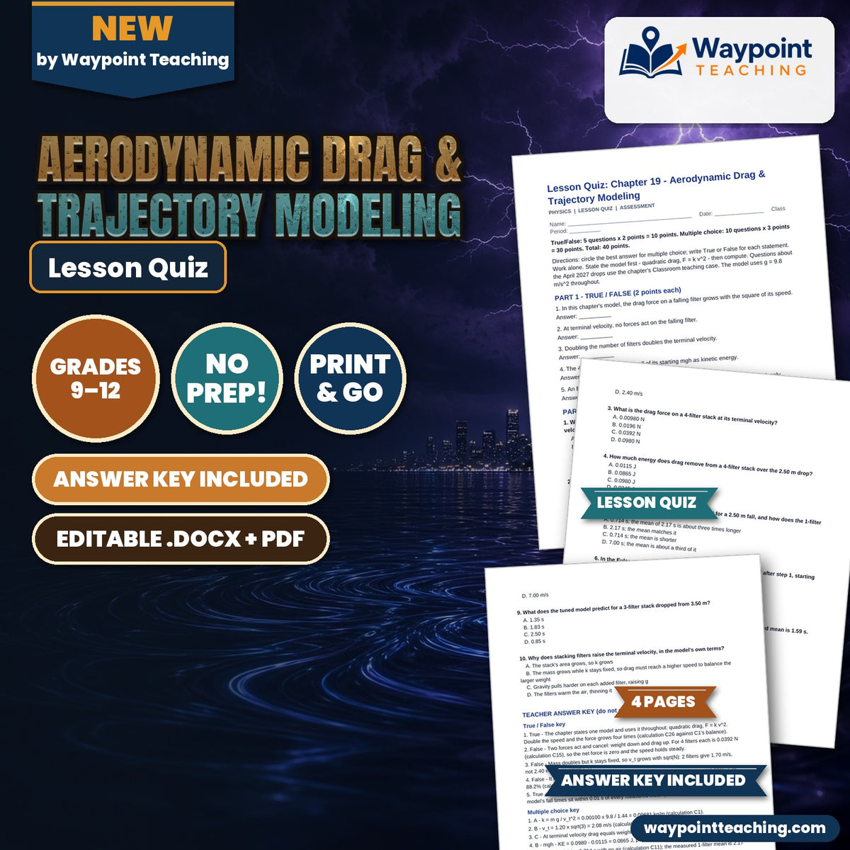 Aerodynamic Drag & Trajectory Modeling Lesson Quiz cover