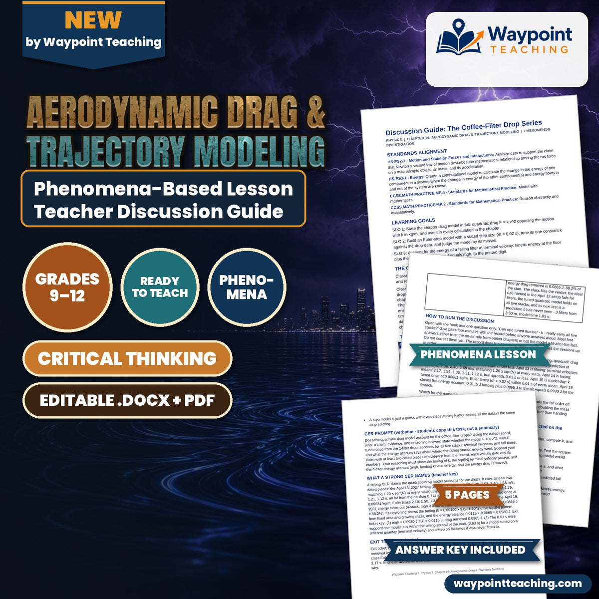 Aerodynamic Drag & Trajectory Modeling Phenomena-Based Lesson: The Coffee-Filter Drop Series Teacher Discussion Guide cover