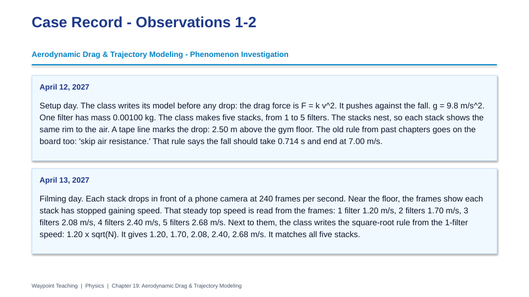 Aerodynamic Drag & Trajectory Modeling Scaffolded Phenomena-Based Lesson: The Coffee-Filter Drop Series Presentation sample page