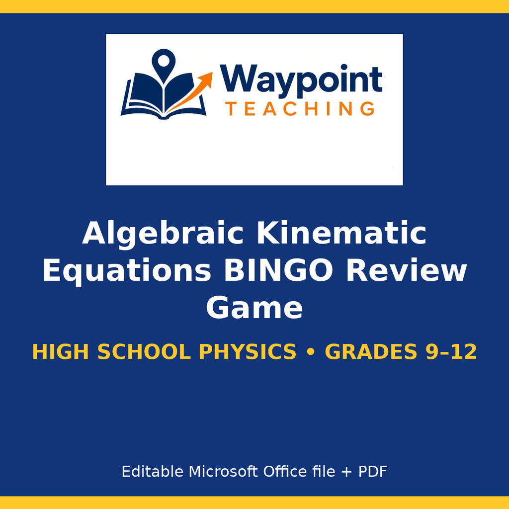 Algebraic Kinematic Equations BINGO Review Game cover