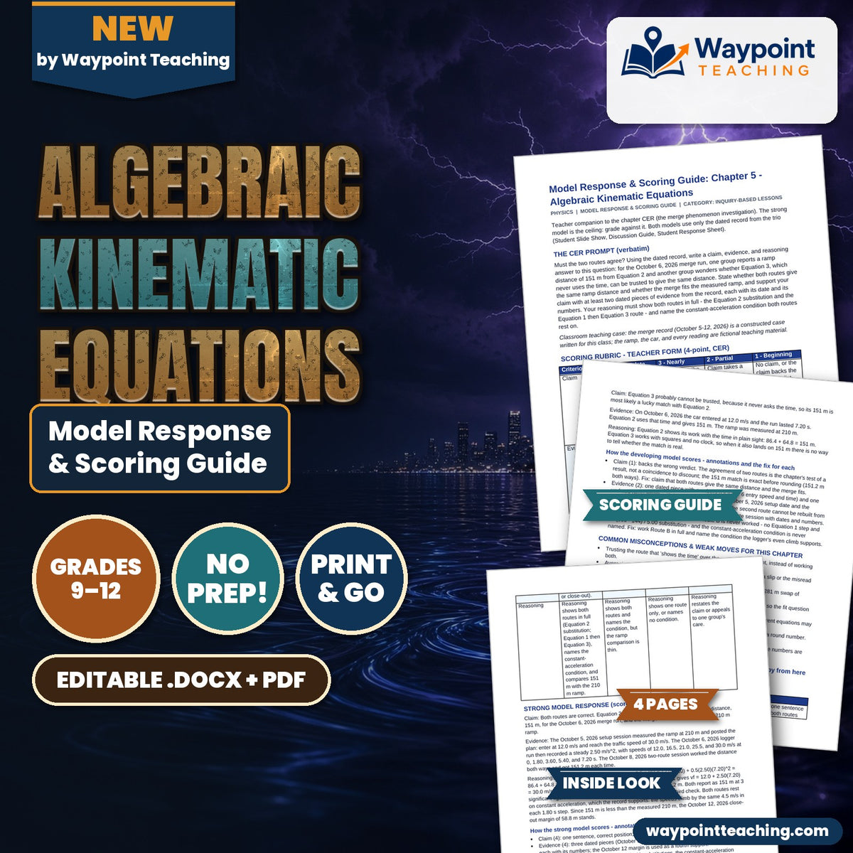 Algebraic Kinematic Equations Model Response & Scoring Guide cover